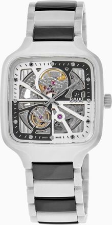 Rado True Square Automatic Open Heart Diamonds Limited Edition Rhodium & Black Dial Two-Tone Ceramic Unisex Watch R27073752