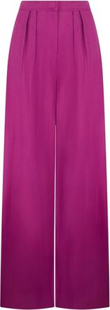 Alberta Ferretti Losse fuchsia elegante en zachte broek - Dames - Wijde Broeken - Paars - S - Linnen - Broeken