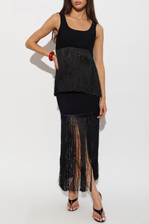 Alaia Fringed Skirt, Womens, Black