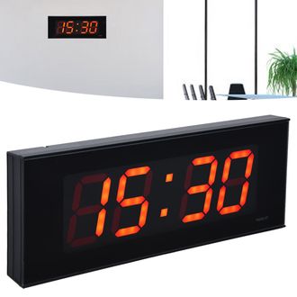 OEM Reloj De Pared Digital Led Con Funci&oacute;n De Atenuaci&oacute;n Autom&aacute;tica - Silencioso, Para Oficina Y Sala De Estar, Marco De Pl&aacute;stico Y Cristal, Dimensiones: 