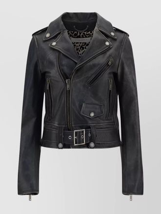 Golden Goose calf leather asymmetric biker jacket