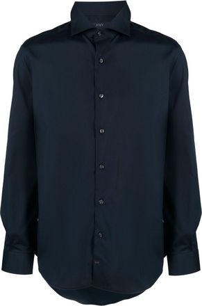 Fay spread-collar button-up shirt - men - Cotton/Elastane - 38 - Blue