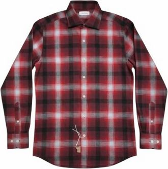 Alessandro Gherardi Mens Long Sleeve Plaid Collared Shirt