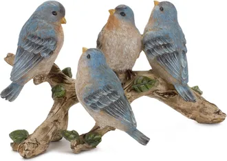 Melrose International Blue Birds on Branch Figurine 11L - Blue, Brown