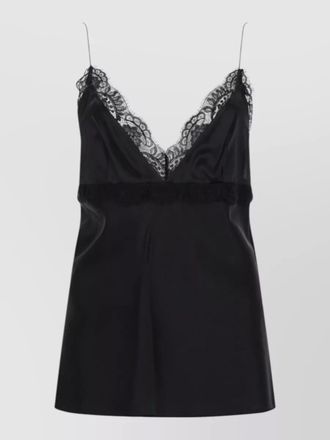 Nina Ricci v neck top spaghetti straps satin lace