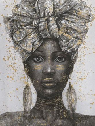 HERDASA Cuadro Mujer Africana Frente 90x120x3 Cm