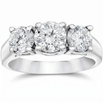 Pompeii3 2ct Three Stone Diamond Engagement Ring 14k White Gold Size Selectable
