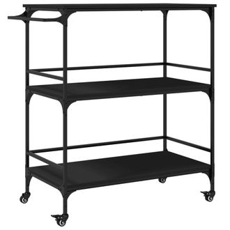vidaXL Carrito De Cocina Madera De Ingenier&iacute;a Negro 100,5x50x105 Cm Vidaxl