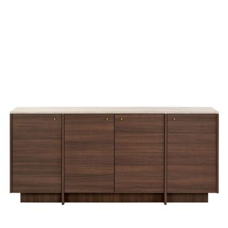 DRAWER Aparador de 4 puertas con encimera efecto travertino y madera l180cm