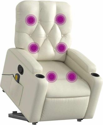 vidaXL Vidaxl - Sill&oacute;n Reclinable De Masaje De Pie Cuero Artificial Color Crema