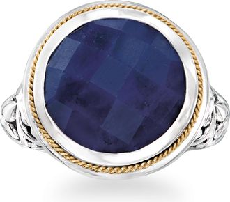 Ross-Simons Sapphire Bali-Style Ring in Sterling Silver and 18kt Yellow Gold