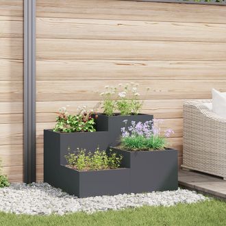 Berkfield Home Garden Planter 80x80x60 cm Anthracite Steel | Size: 80 x 80 x 60 cm