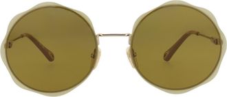 Chloé 61mm Round Sunglasses in Gold Gold Green at Nordstrom Rack