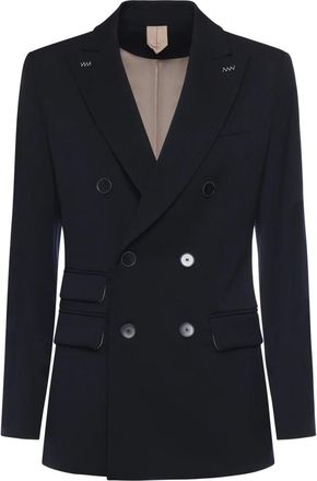 Max Mara Double-breasted Blazer - Dames - Blazers - Blauw - M - Wol - Jassen
