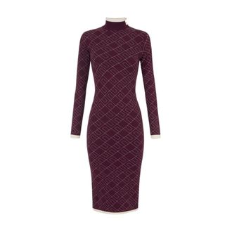 Elisabetta Franchi Knitted Dresses, female, Brown, Size: M Two-tone jacquard knit dress