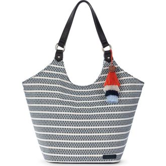 The Sak Roma Expandable Shopper in Black & White Woven at Nordstrom
