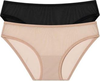 Skarlett Blue Spellbound Mesh Bikini 2-Pack in Black/coral Sand at Nordstrom, Size X-Small