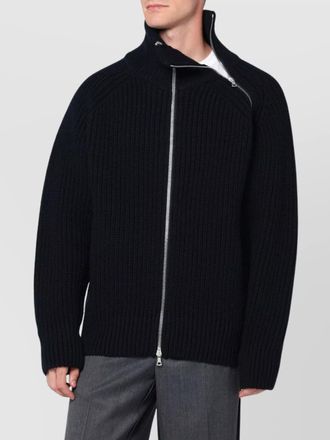 Dries Van Noten wool zip up cardigan with high collar