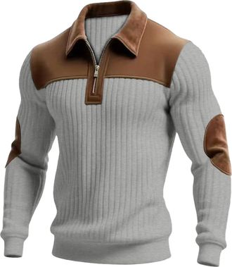 Generic Quarter Zip Jumper Men Gym Tops Texture Stripe Corduroy Mens Sweatshirts Stand Collar Long Sleeve Pullover VIntage Polo Shirts 1/4 Zipper Sweatshirt F
