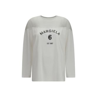 Maison Margiela Witte Katoenen Lange Mouwen T-Shirt