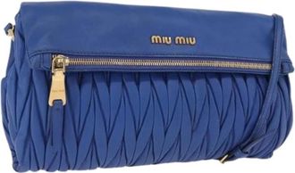 Miu Miu Pre-owned Shoulder Bag - Dames - Vintage Schoudertas - Blauw - ONE Size - Leer - Vintage