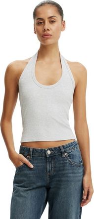 Cotton On Womens Rib Scoop Halter in Grey Marle at Nordstrom, Size Xx-Small