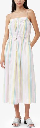 Ganni Mixed Stripe Cotton Maxi Strap Dress - Size 32 Organic