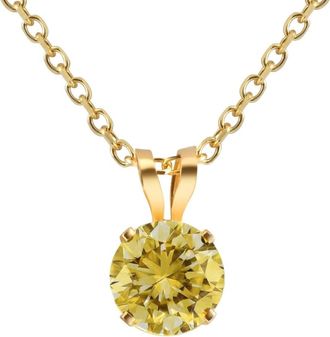Pompeii3 20 -.50Ct Yellow Diamond Solitaire Pendant 14k Gold Lab Grown 18 Necklace