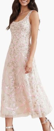 Needle & Thread Ribbon Heart Scoop Neck Dress in Cream/multi at Nordstrom, Size 12