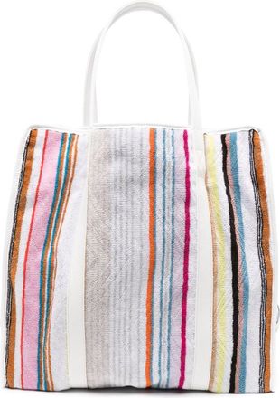 Missoni striped towelling tote bag - women - Cotton - One Size - White