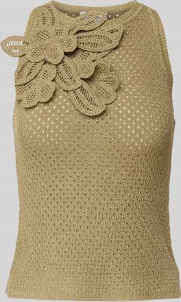 Marella Top mit floraler Applikation Modell ARAK1 in Khaki, Größe XS