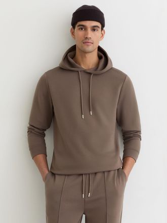 Reiss Light Brown Premium Interlock-jersey Hoodie, XS