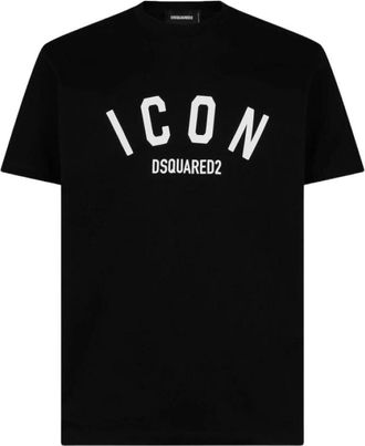 Dsquared2 Tops, Heren, Zwart, M, Katoen, Zwarte Katoenen T-shirt