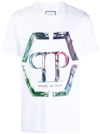 Philipp Plein logo-print cotton T-shirt - men - Cotton - S - White
