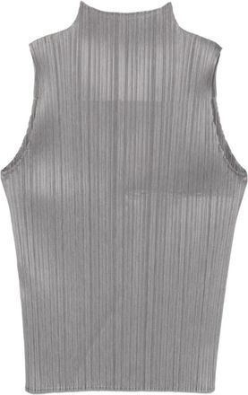 Pleats Please Issey Miyake Top smanicato Basics plissettato - Grigio