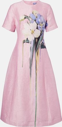 LEO LIN Caroline floral linen-blend midi dress