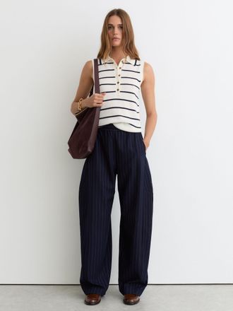 Reiss Wool-cashmere Stripe Polo Vest, XS