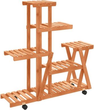 vidaXL Vidaxl - Soporte de flores con ruedas madera maciza abeto 95x25x101 cm