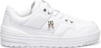 Tommy Hilfiger Basket Sneaker - Dames - Sneakers - Wit - 42 EU - Leer - Schoenen