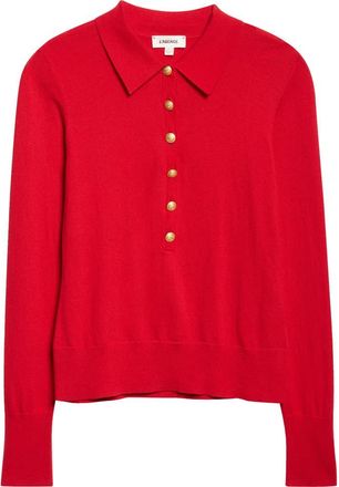 L'agence Sterling Collar Sweater in Engine Red/Gold at Nordstrom, Size Xx-Small