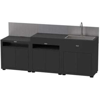 Le Marquier Le Marquier - Cucina Completa 3 Elementi 240x56.5x128cm Nera Con Paraspruzzi