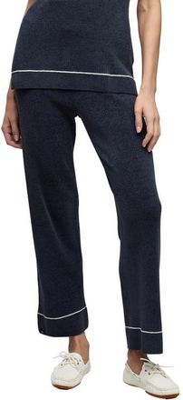 Barefoot Dreams CozyChic Ultra Lite Contrast Stripe Rib Ankle Pants in Indigo-Pearl at Nordstrom, Size X-Large