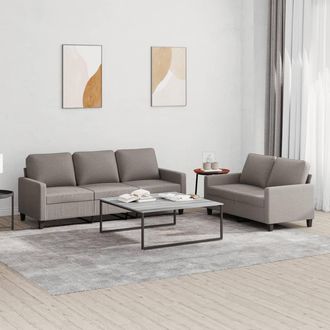 vidaXL Juego De Sof&aacute;s Con Cojines 2 Piezas Tela Gris Taupe Vidaxl