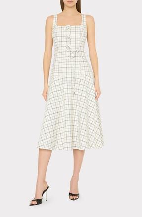 Milly Mira Plaid Midi Dress in White/Black at Nordstrom, Size 12
