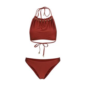 Zimmermann Badmode, Dames, Bruin, S, Nylon, Aster Gathered Bead Bikini