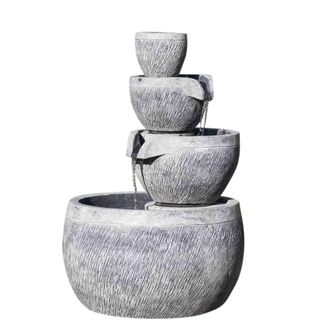 Wanda Collection Fuente de jard&iacute;n estanque redondo 1,10 m 4 copas negro gris