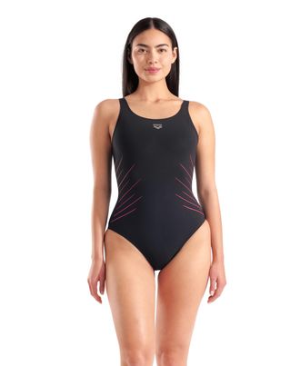 Arena Badeanzug ARENA W ARENA ISA SWIMSUIT SQUARED BACK C CUP, Damen, Gr. 40, N-Gr, schwarz (schwarz, fairy rose), Obermaterial: 68% Polyamid, 32% Elasthan,