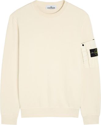 Stone Island Logo Cotton Sweatshirt - Ivory - XL