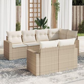 vidaXL Vidaxl - Set Sof&aacute;s De Jard&iacute;n 7 Piezas Y Cojines Rat&aacute;n Sint&eacute;tico Beige