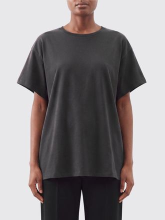 Khaite T-shirt girocollo in cotone con spalle scese e vestibilit&agrave; relaxed